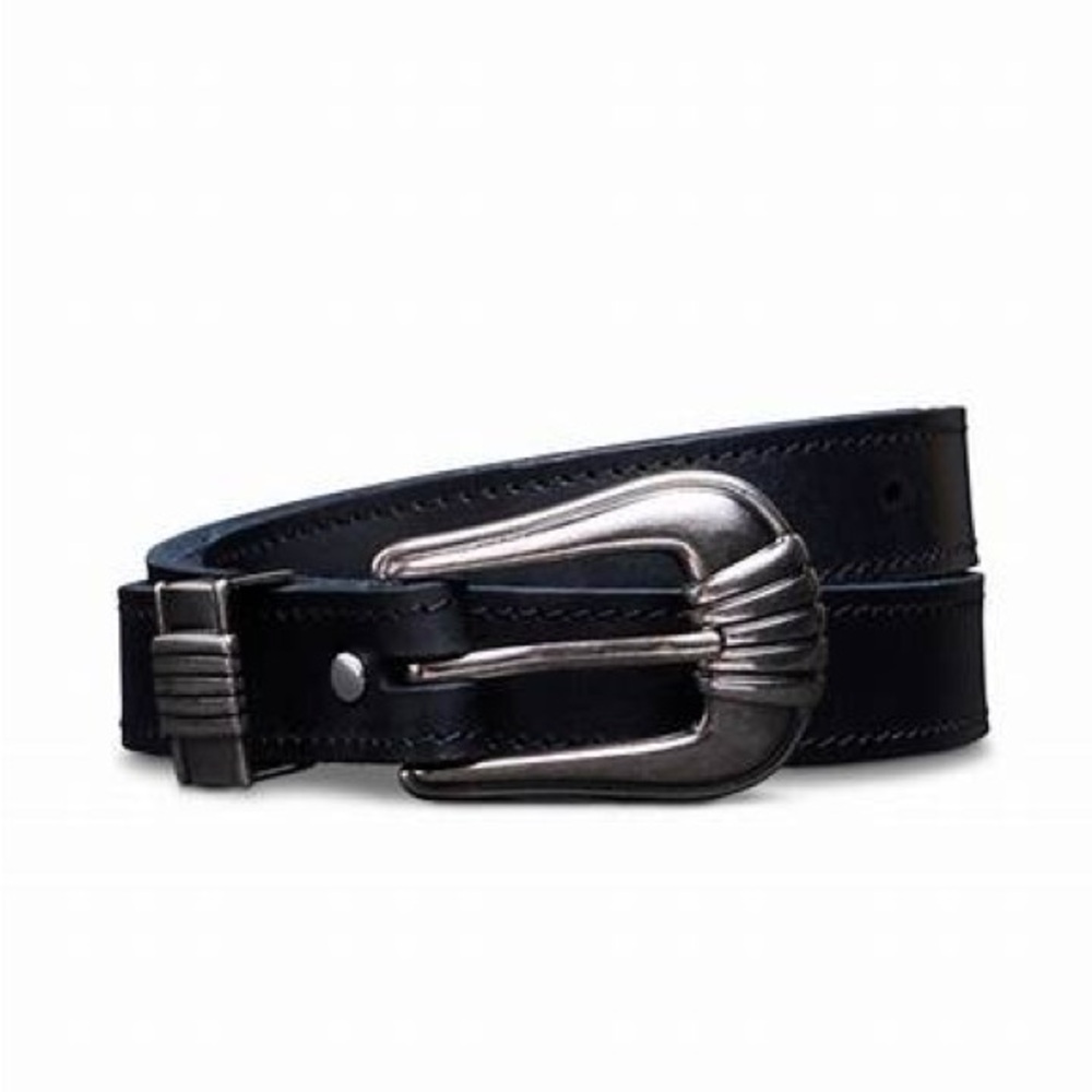 Tecovas Black Art Deco Belt with Silver Buckle